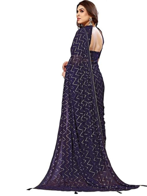 Vasthrlay Georgette Printed Unstitched Maroon Saree