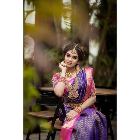 Vasthrlay Purple Kanjivaram Saree