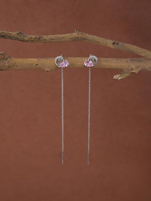 CLARA 925 Sterling Silver Sui Dhaga Threader Earrings Pear