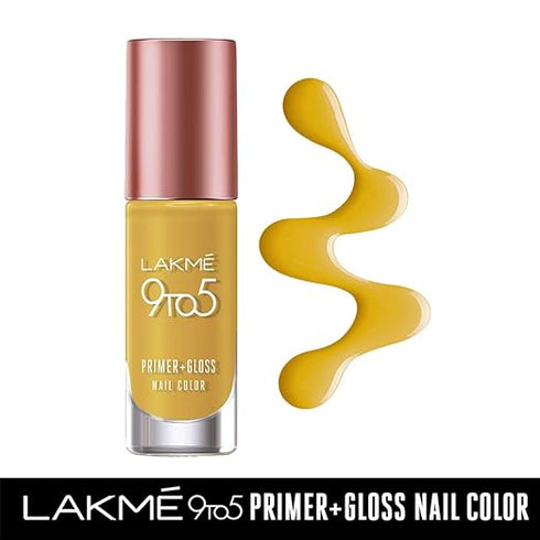Lakme 9 to 5 Primer + Gloss Nail Colour Mustard Master