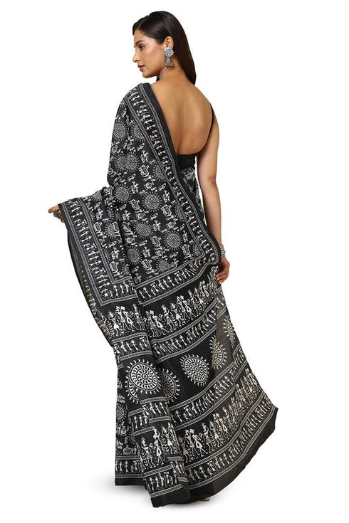 Vasthrlay Black Warli Saree