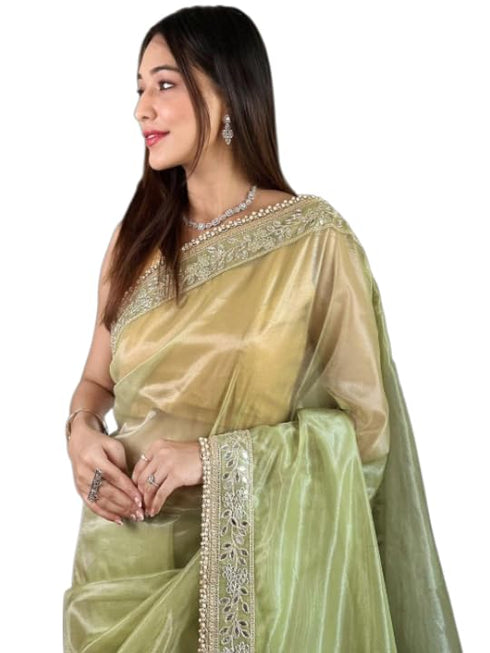 Vasthrlay Lavender Embroidery Unstitched Saree