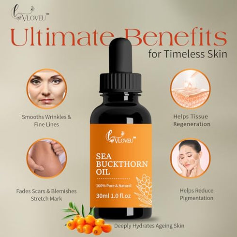 VLOVEU Seabuckthorn Oil for Face and Hair | Helps Moisturize the Skin