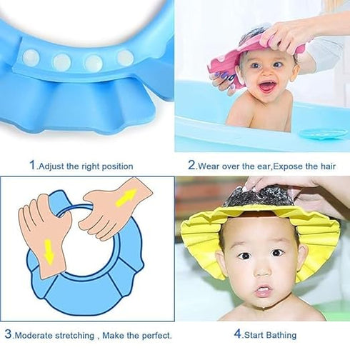 Jankylabh Soft Adjustable Visor Hat - Safe Shampoo Shower Bathing Protection Cap for Toddlers