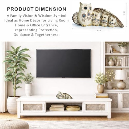 Owl Family Showpiece Statue for Good Luck Vastu Feng Shui Evil Eye