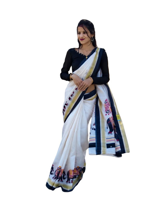 Vasthrlay Traditional Elephant Elegant Contrast