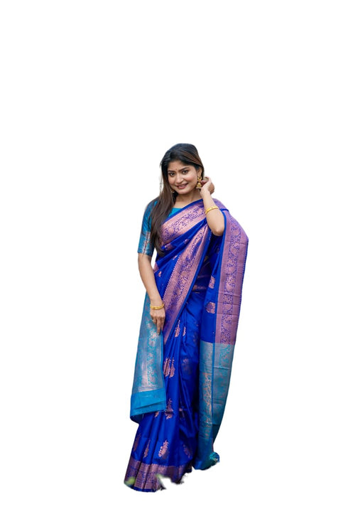 Vasthrlay Kanjivaram Unstitched Piece Blue