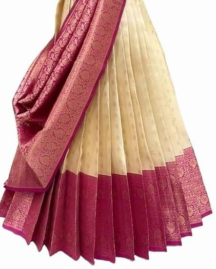Vasthrlay Kanjivaram Silk Half Saree Set With Zari Dupatta