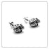 Hip Hop Titanium Steel Flower Pattern Crystal Eye Skull Stud Earrings