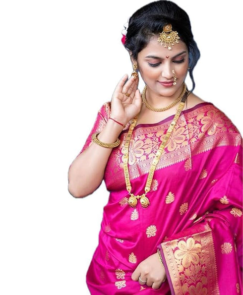 Vasthrlay Banarasi Kanjivaram Kanchipuram Wedding Saree With Blouse Piece