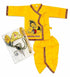 PK HUB Kid's Cotton Yellow Krishna Style Kurta Dhoti Dress Set with Bansuri, Mukut & Patka