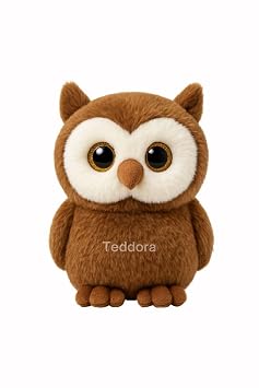Shiny Owl Soft Toy for Girls Boys Kids Coffee Owl with Glitter Eyes Animal Plush Stuffed Baby Teddy