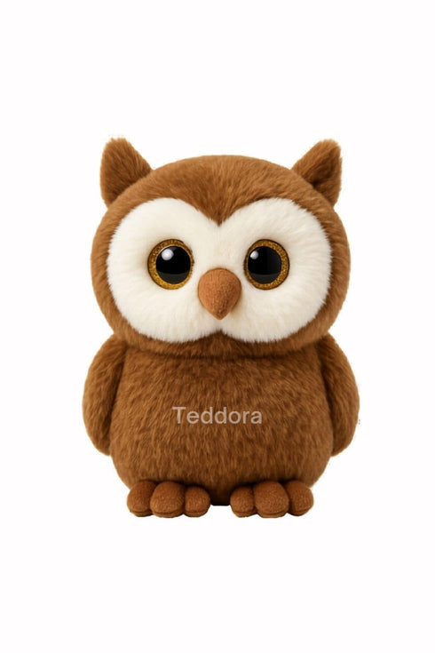 Shiny Owl Soft Toy for Girls Boys Kids Coffee Owl with Glitter Eyes Animal Plush Stuffed Baby Teddy