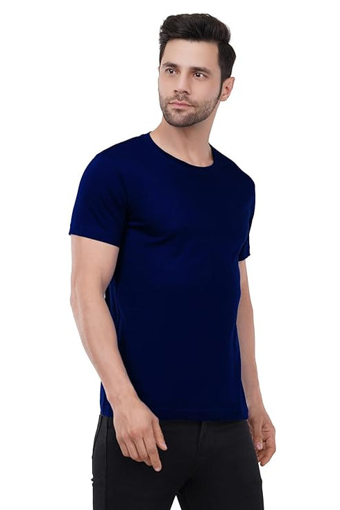 Caseria Men's Round Neck Cotton Half Sleeved T-Shirt