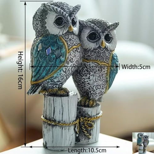 Owl Statue for Good Luck & Wisdom | Antique Multicolour Owl Showpiece for Home Decor