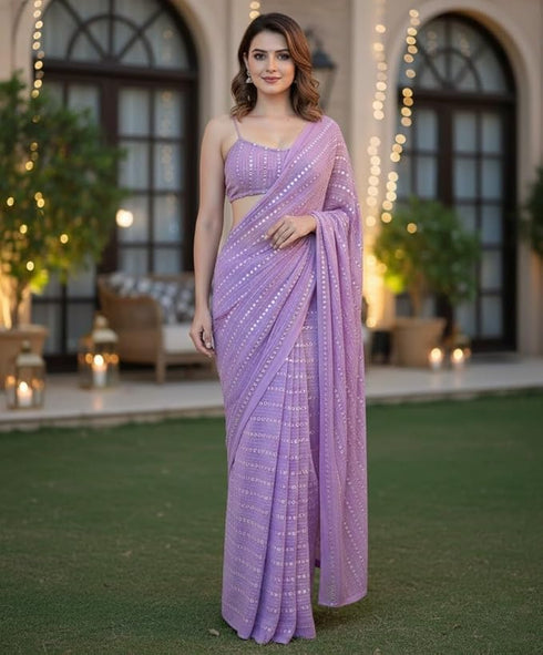 Vasthrlay Lavender Georgette Designer Saree
