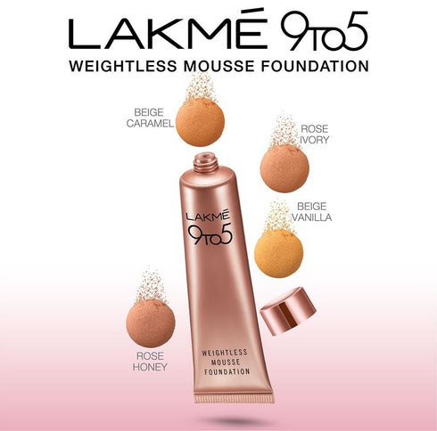 Lakme 9To5 Weightless Mousse Foundation | Toffee