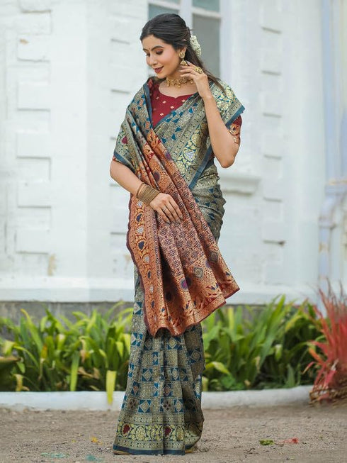 Vasthrlay Banarasi Traditional Unstitched Saree