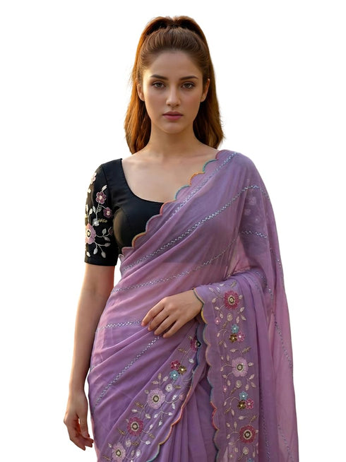 Vasthrlay Yellow Unstitched Saree