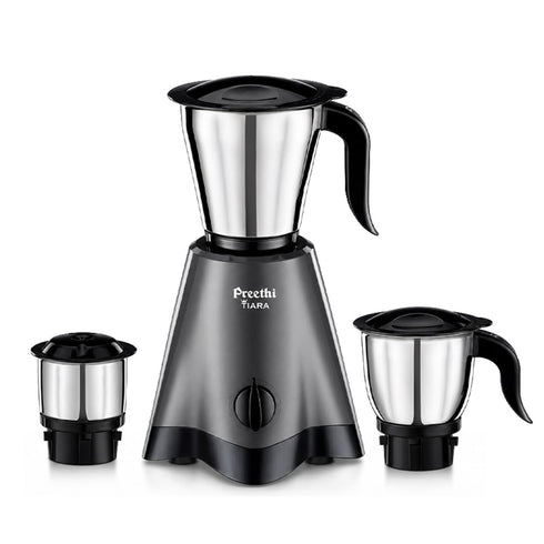 Preethi Tiara 500 Watts Mixer Grinder, 3 Jars (Stainless Steel), Black