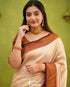 Vasthrlay Cream Kanjivaram Saree
