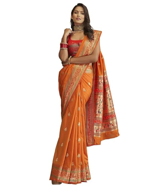 Vasthrlay Paithani Jacquard Unstitched Pink Saree