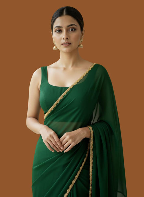 Vasthrlay Orange Decorative Unstitched Saree