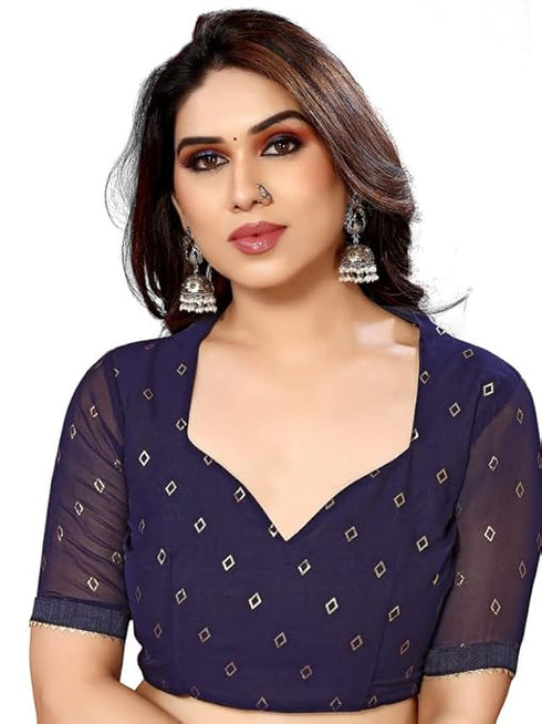 Vasthrlay Georgette Printed Unstitched Maroon Saree