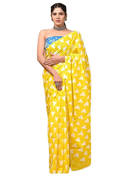 Dosaya Fabrics Jaipuria Block Printed Pure Cotton Mulmul Saree