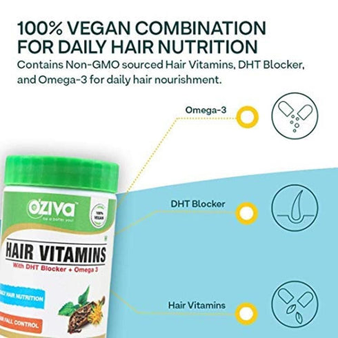 OZiva Hair Vitamins | With Biotin Iron & Vitamin E