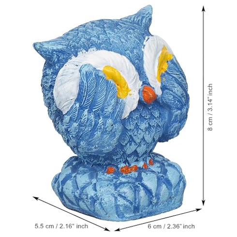 Blue Resin Cute Owl Statues Bird Figurines | Decorative Showpieces for Home