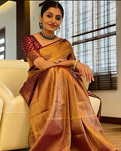 Vasthrlay Maroon Banarasi Saree