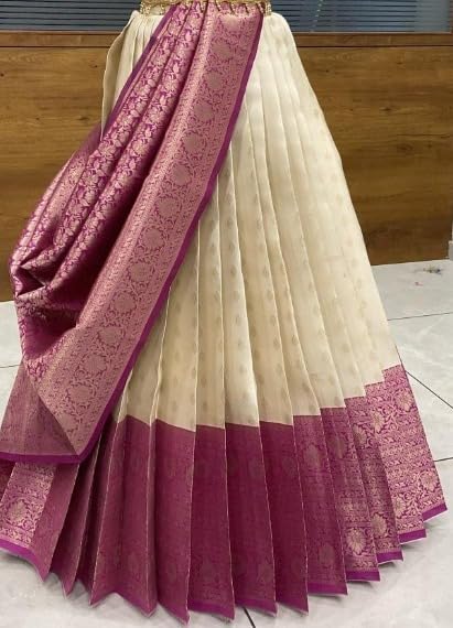 Vasthrlay Kanjivaram Silk Half Saree Set With Zari Dupatta