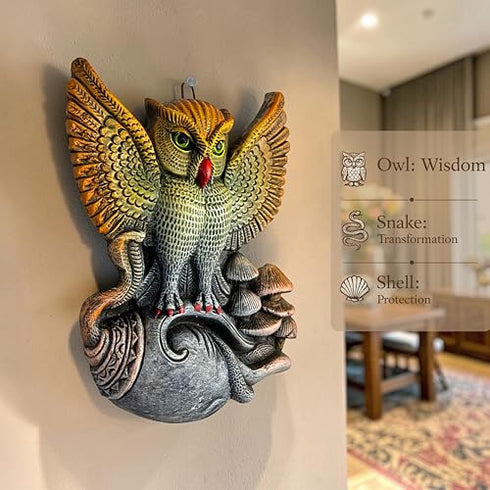 Owl Terracotta Wall Decor Hanging | Handcrafted Clay Owl Figurine with Open Wings