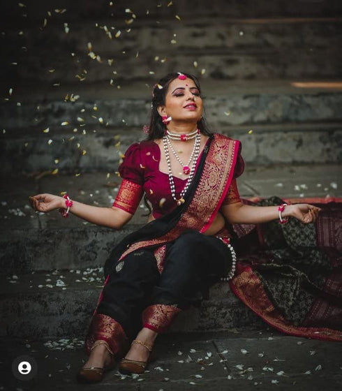 Vasthrlay Black Banarasi Saree