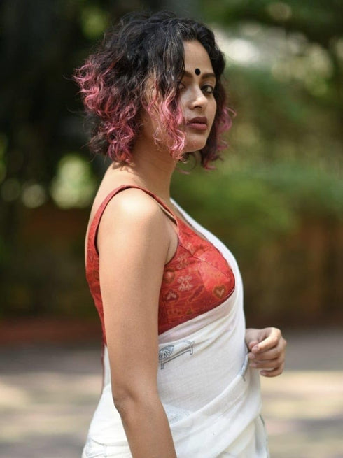 Vasthrlay Contrast Matching Unstitched Kalamkari
