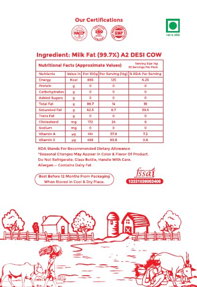 Herbs & Crops A2 Gir Cow Desi Ghee