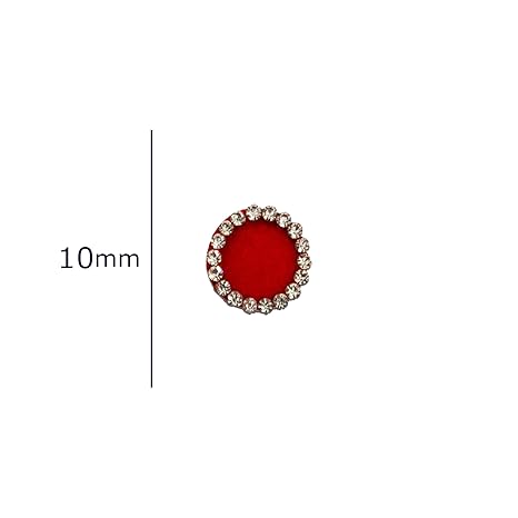 Comet Busters Red Velvet Round Bindi With Silver Stone Border