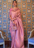 Vasthrlay Womens Kanjivaram Silk Pink Saree With Zari Woven Saree With Blouse Piece