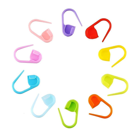 Plastic Locking Knitting Crochet Stitch Markers (10 Pcs, Multicolor) + Colourful Large