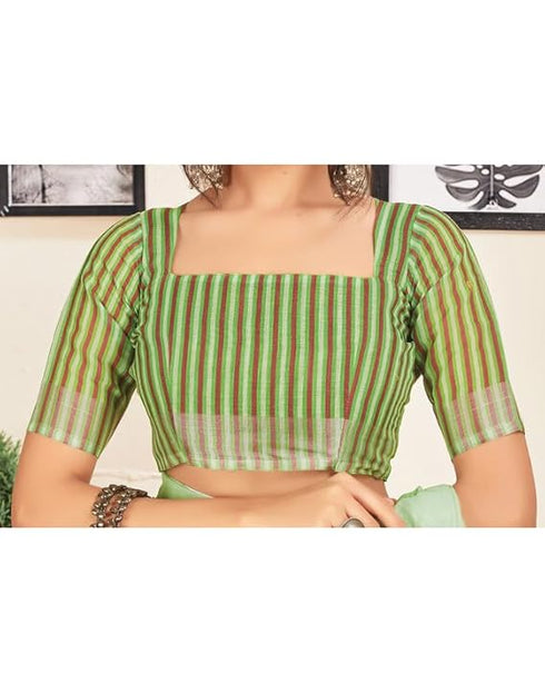 Vasthrlay Printed Pleated Unstitched White Saree