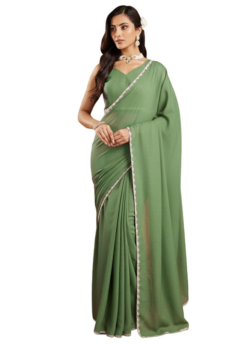 Vasthrlay Lavender Border Unstitched Saree