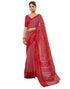 Vasthrlay Geometric Printed Red | White Saree With Unstitched Blouse Piece