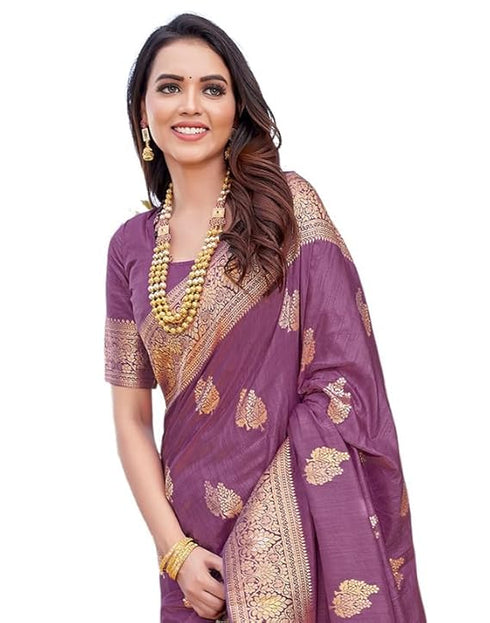 Vasthrlay Banarasi Kanjivaram Unstitched Pink Saree