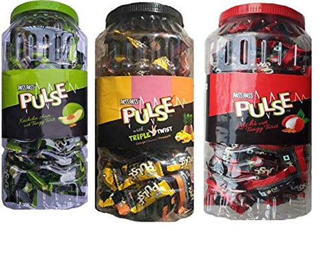 Pass Pass Pulse Kachcha Aam | Litchi |Orange Guava | Pineapple Triple Twist Candy