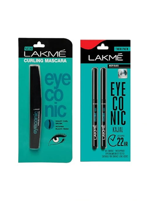 Lakme Set Of Eyeconic Curling Mascara & 2 Eyeconic Kajal