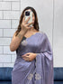Vasthrlay Purple Border Unstitched Saree