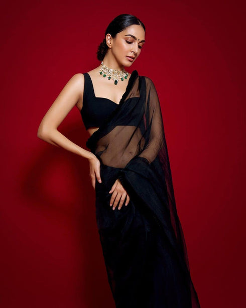 Vasthrlay Unstitched Kiara Advani Black Free Ethnic Wear