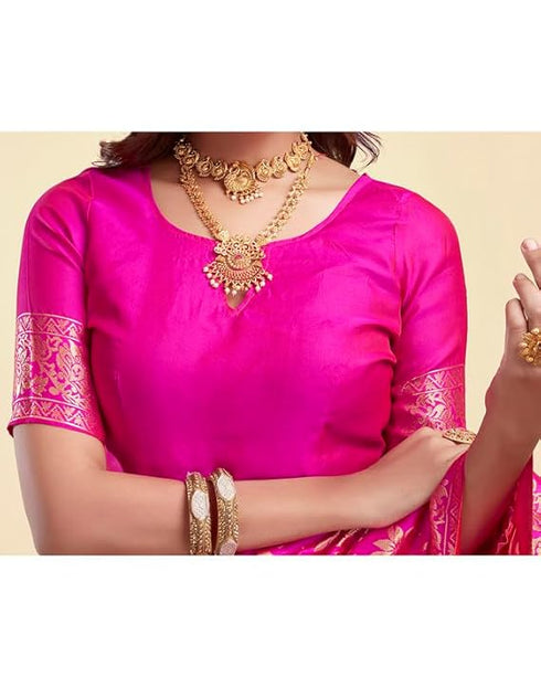 Vasthrlay Womens Jacquard Unstitched Wine Saree