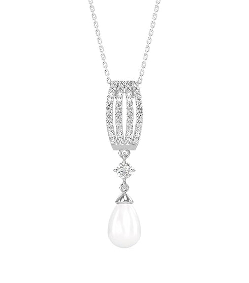 Clara 925 Sterling Silver Pearl Queen Pendant Chain
